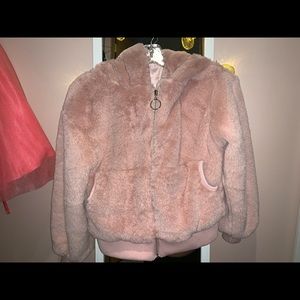 Pink fluffy teddy coat